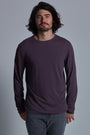ONNO long sleeve bamboo t-shirt Dirty Purple Unpatched, Nic is 5'11" and wearing size M.