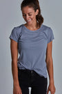 ONNO bamboo t-shirt in Stone, Christina is 5'9" and wearing size S.