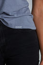 ONNO bamboo t-shirt in Stone, Christina is 5'9" and wearing size S.