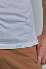 ONNO lyocell bamboo t-shirt in White, Nic is 5'11" and wearing size M.