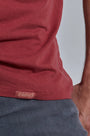 ONNO lyocell bamboo t-shirt in Brick, Nic is 5'11" and wearing size M.