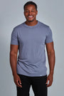 ONNO lyocell bamboo t-shirt in Stone, Golden is 6'0" and wearing size L.