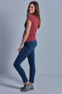 ONNO beechwood t-shirt in Brick, Caroline is 5'8" and wearing size S.