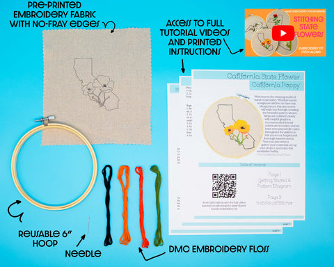 Floral State Map Kit – Stitch Ease